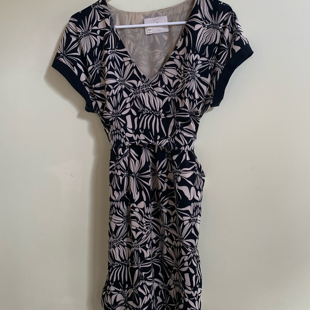 Anthropologie Floral Black and White Women's Dress